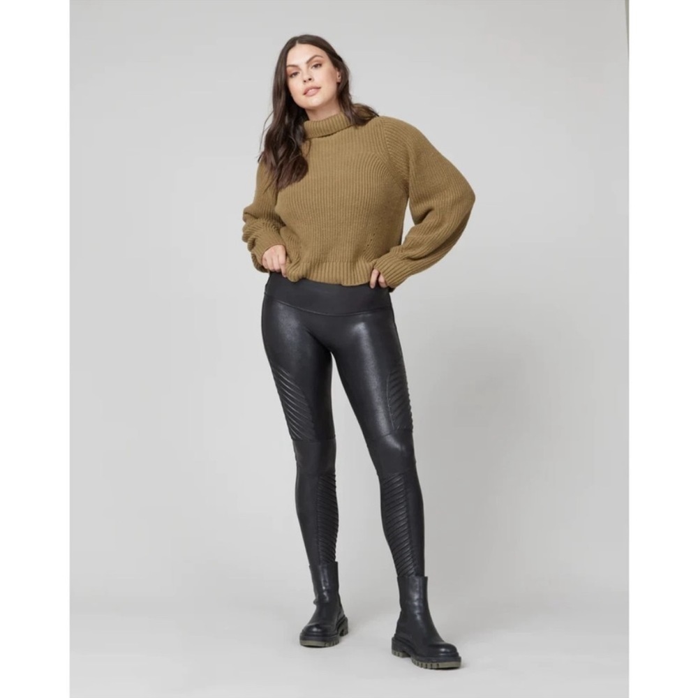 Spanx Faux Leather Moto Leggings Black Size XS